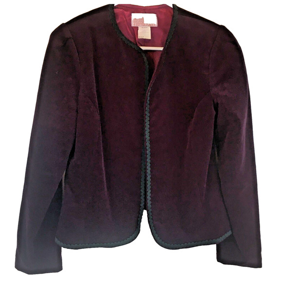 renaissance Ren Faire Womens Velvet jacket lined Size 8 Plum Black Boho - Picture 1 of 16